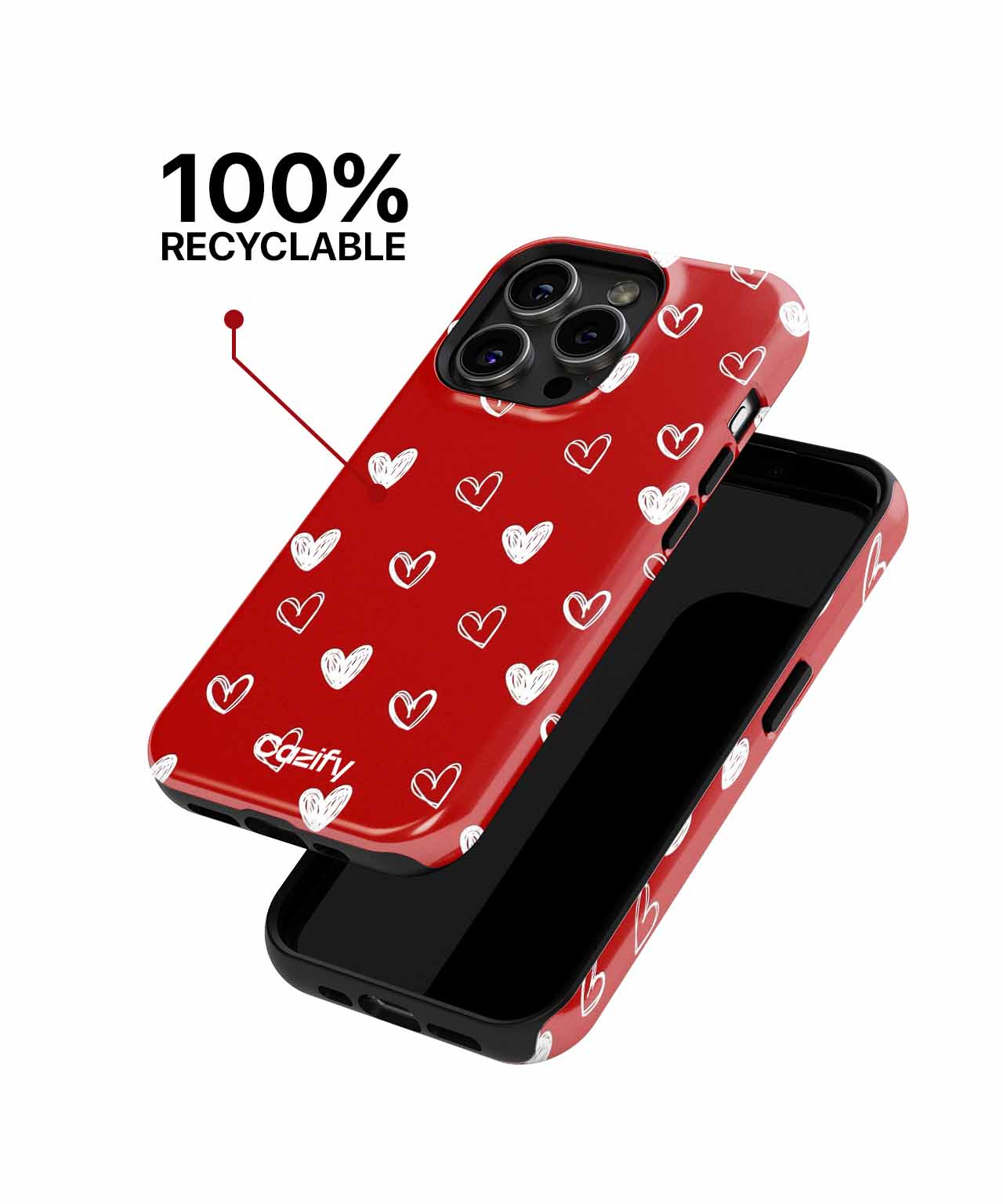 Cheerful Hearts on Red Background iPhone case Case Cazify - Delivery Canada