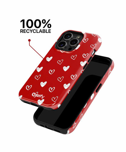 Cheerful Hearts on Red Background iPhone case Case Cazify - Delivery Canada