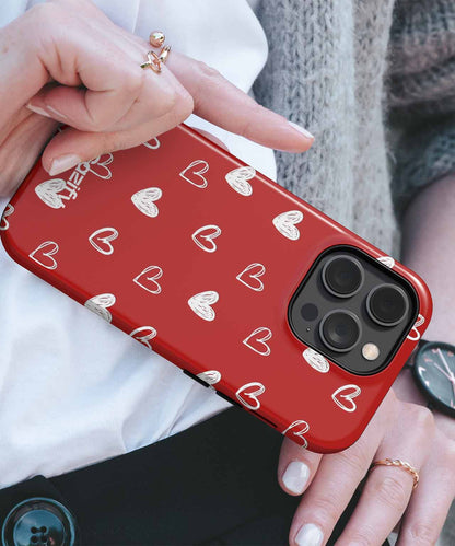 Cheerful Hearts on Red Background iPhone case Case Cazify - Delivery Canada