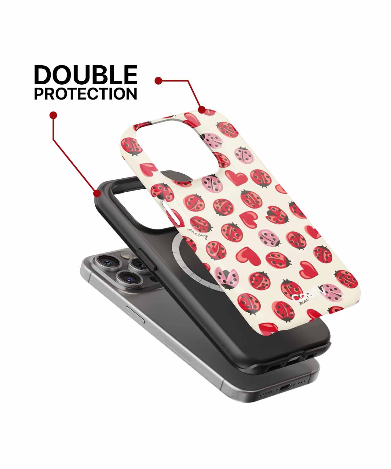 Cheerful Ladybugs and Sweet Hearts Design iPhone case Case Cazify - Delivery Canada