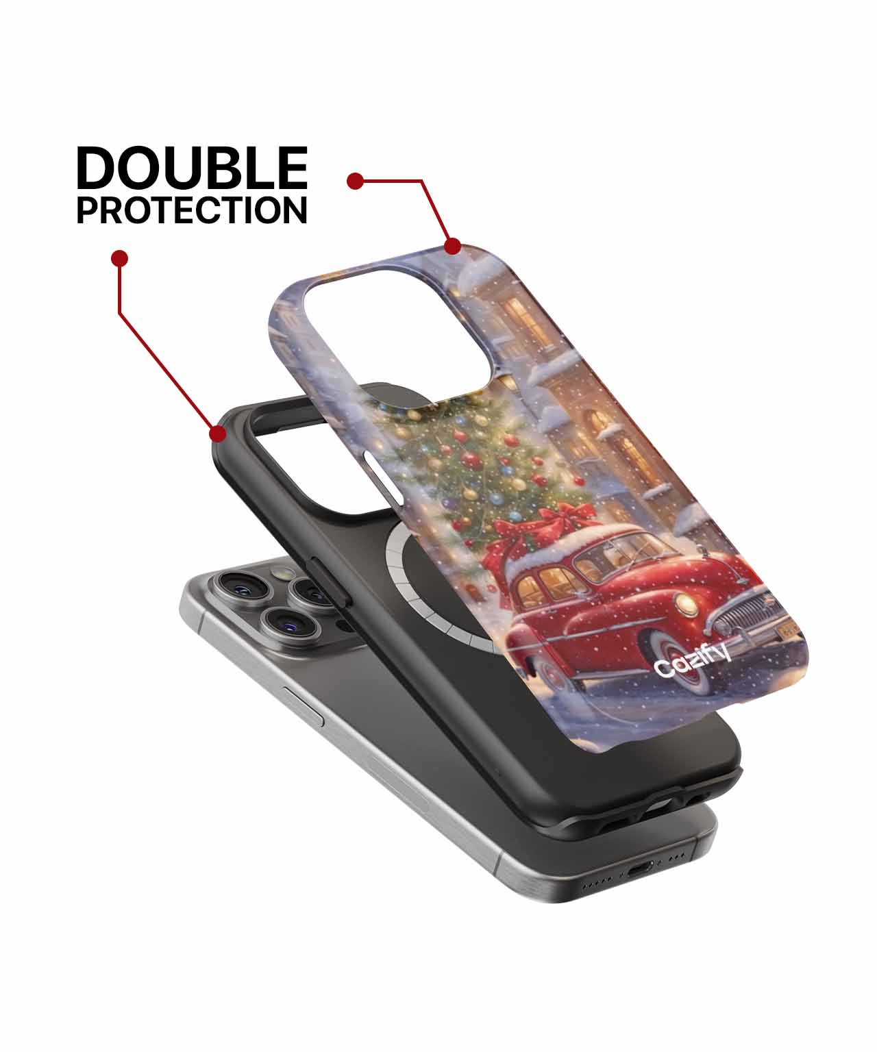 Cheerful Red Car by Glowing Christmas Tree iPhone case Case Cazify - Delivery Canada