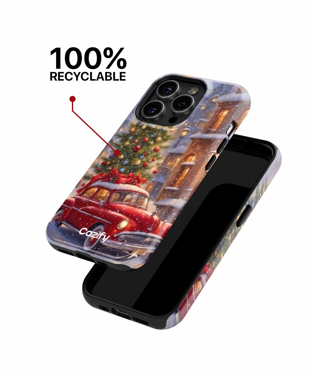 Cheerful Red Car by Glowing Christmas Tree iPhone case Case Cazify - Delivery Canada