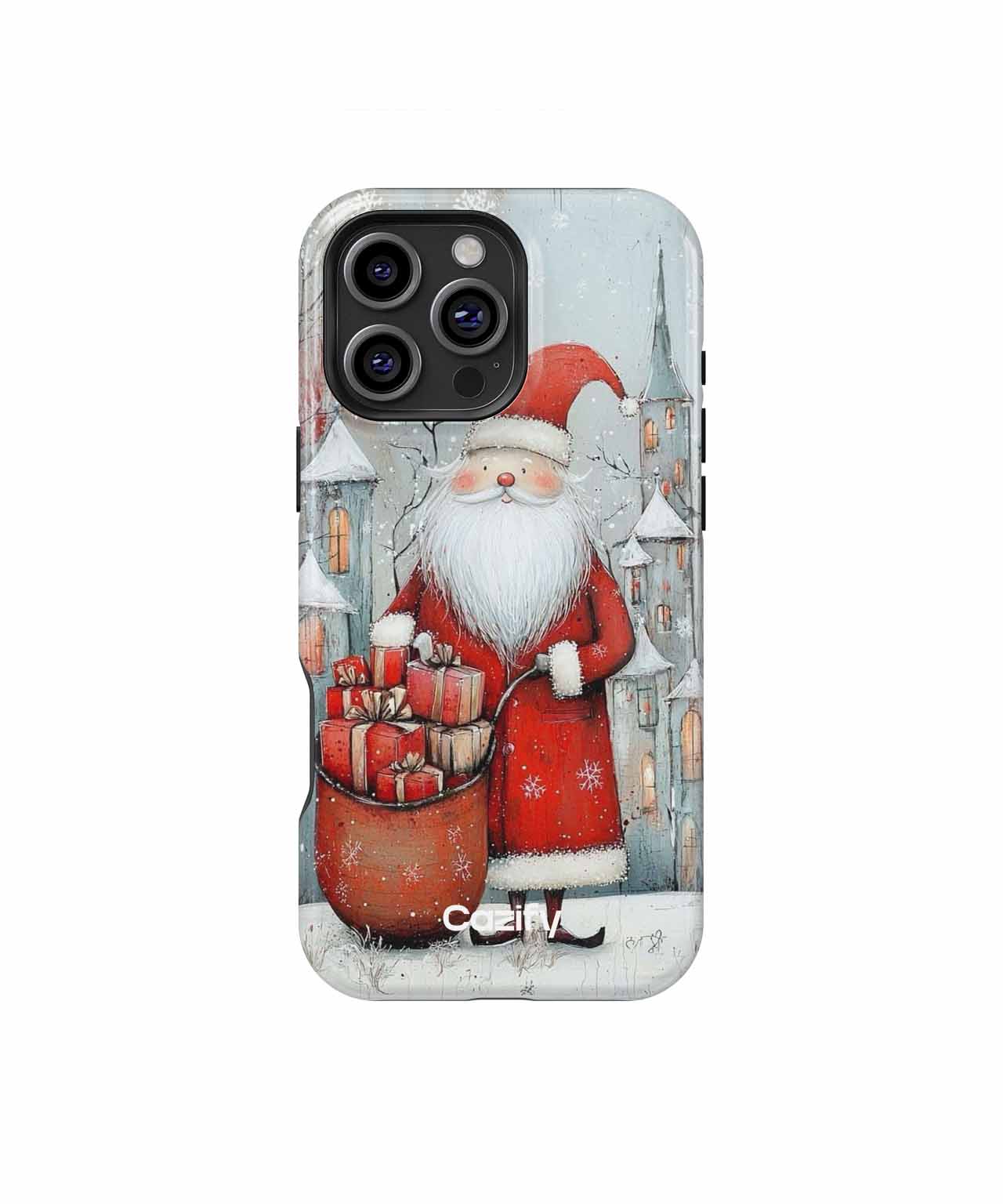 Cheerful Santa with Pile of Gifts iPhone case Case Cazify - Delivery Canada