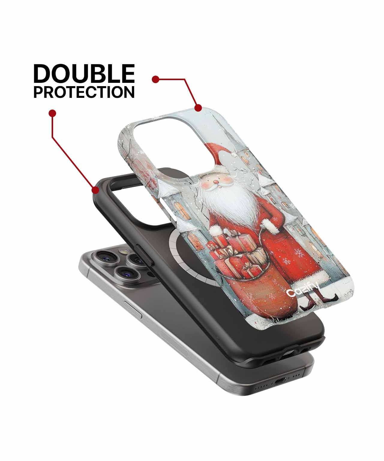 Cheerful Santa with Pile of Gifts iPhone case Case Cazify - Delivery Canada