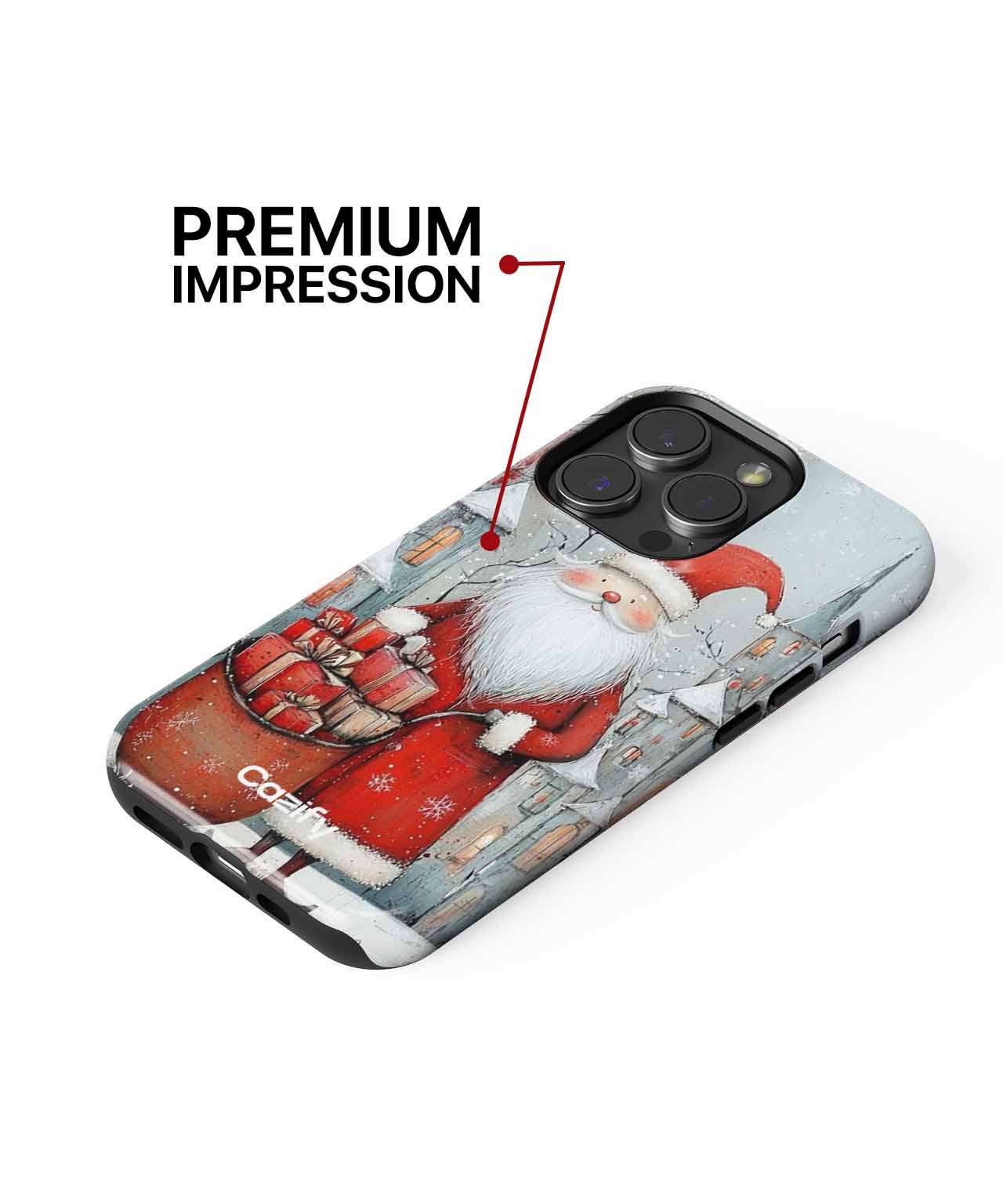 Cheerful Santa with Pile of Gifts iPhone case Case Cazify - Delivery Canada