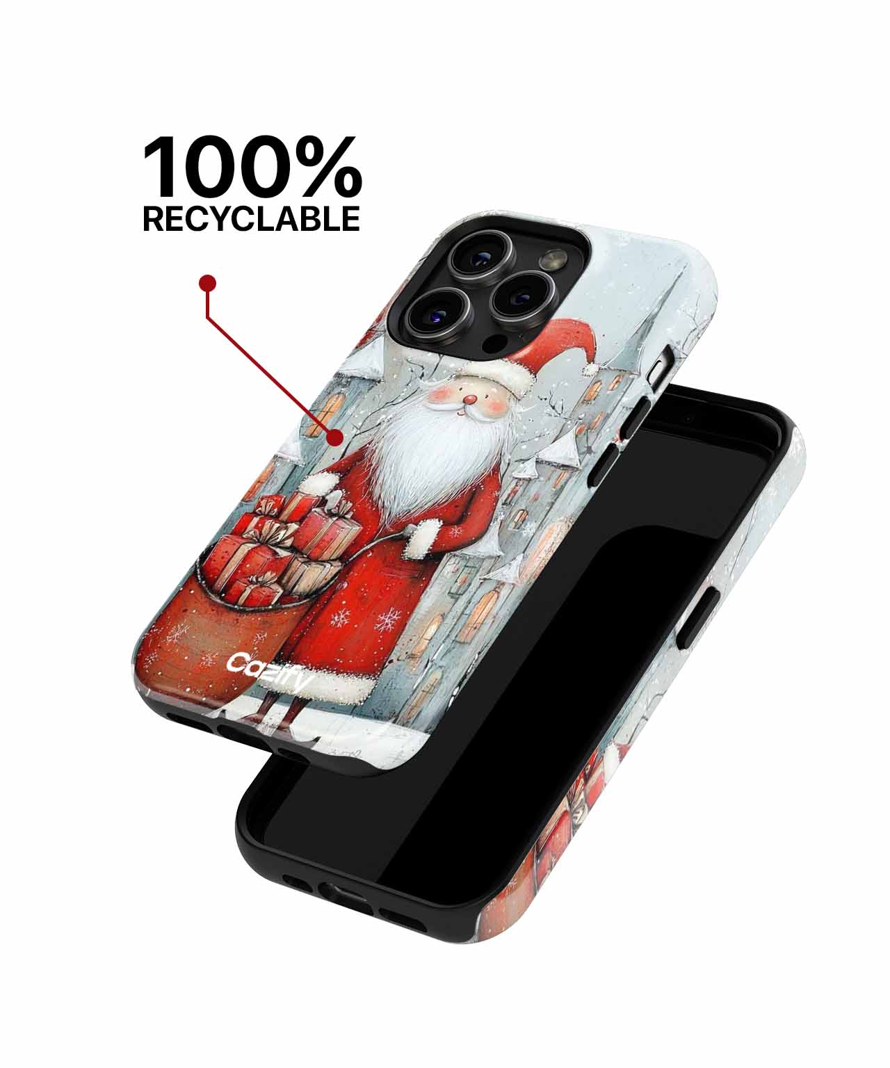 Cheerful Santa with Pile of Gifts iPhone case Case Cazify - Delivery Canada