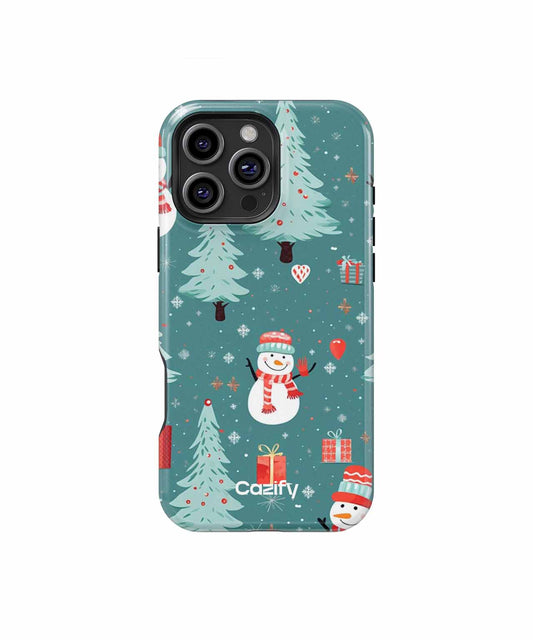 Cheerful Snowmen and Pine Trees Party iPhone case Case Cazify - Delivery Canada