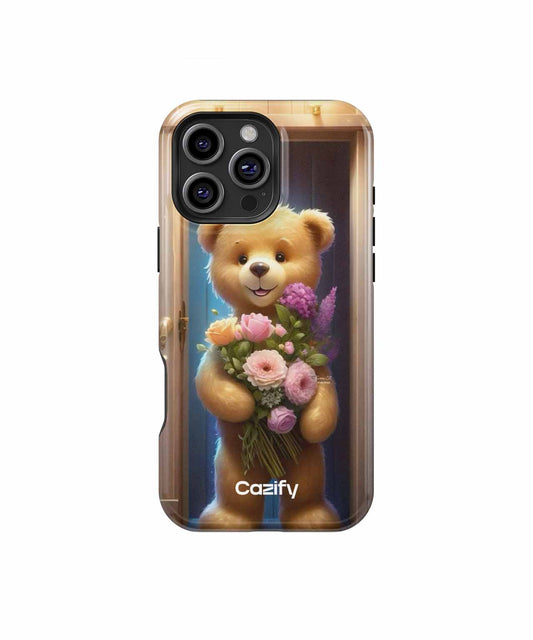 Cheerful Teddy Bear Delivers Flowers iPhone case Case Cazify - Delivery Canada