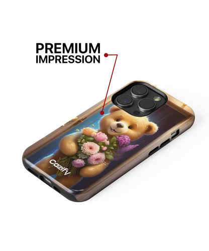 Cheerful Teddy Bear Delivers Flowers iPhone case Case Cazify - Delivery Canada