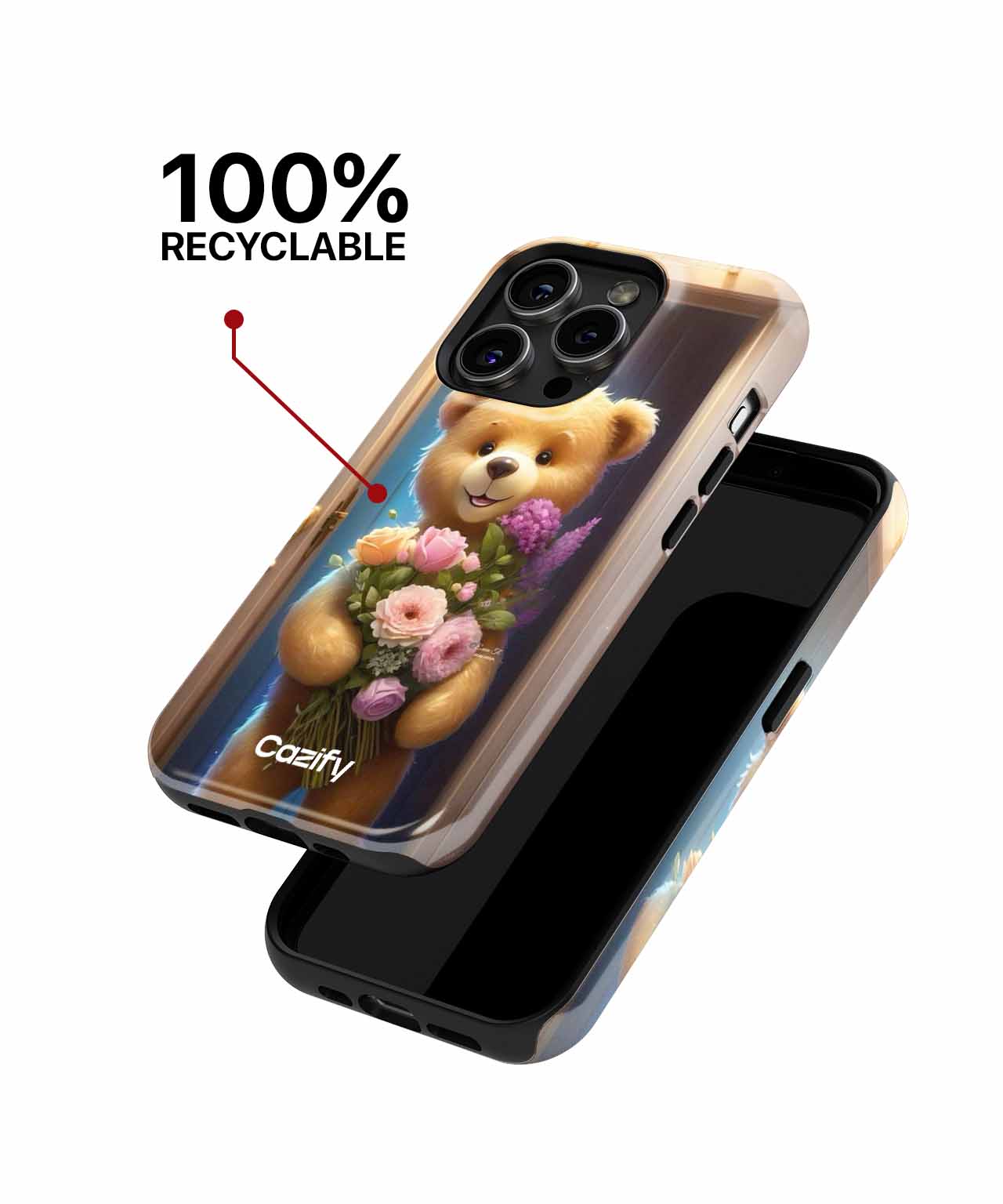 Cheerful Teddy Bear Delivers Flowers iPhone case Case Cazify - Delivery Canada