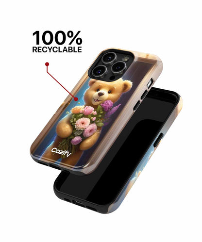 Cheerful Teddy Bear Delivers Flowers iPhone case Case Cazify - Delivery Canada