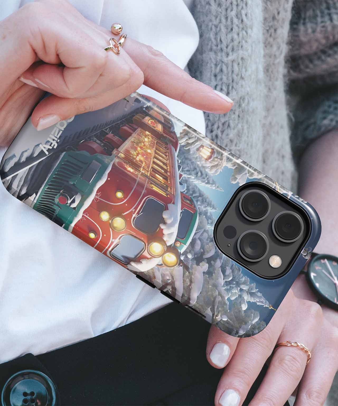 Cheerful Winter Train Adventure iPhone case Case Cazify - Delivery Canada