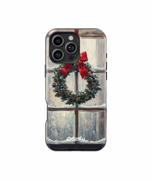 Cheerful Winter Wreath on Window iPhone case Case Cazify - Delivery Canada