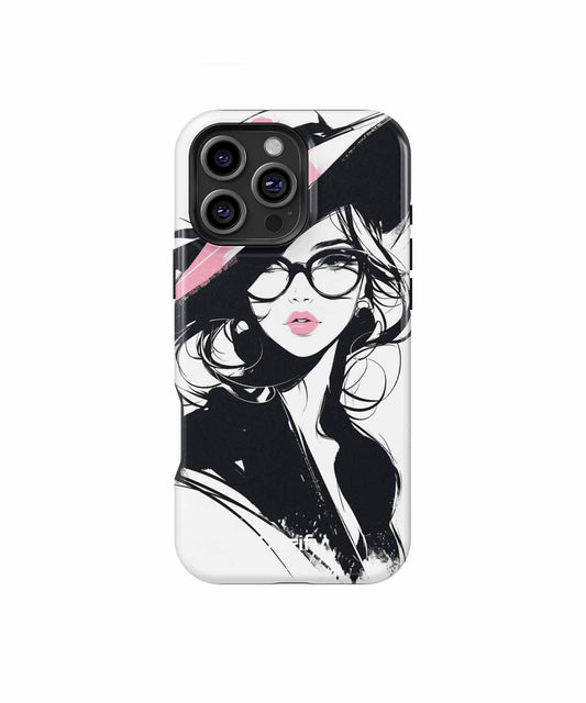 Chic Glamorous Lady with Hat iPhone case Case Cazify - Delivery Canada