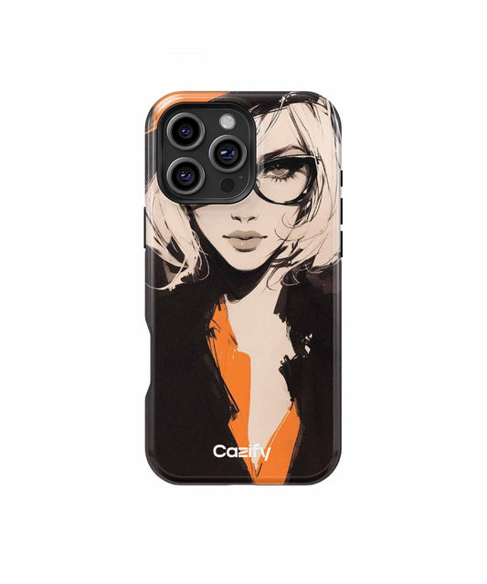 Chic Lady in Bold Orange Hat iPhone case Case Cazify - Delivery Canada
