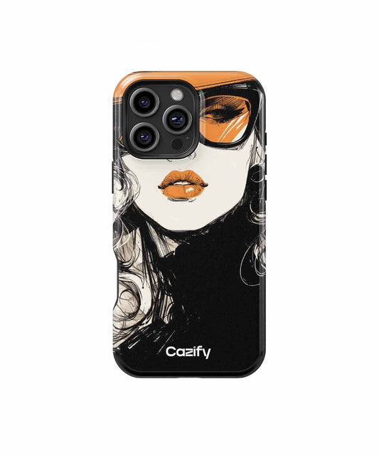 Chic Mysterious Beauty in Bold Glasses iPhone case Case Cazify - Delivery Canada
