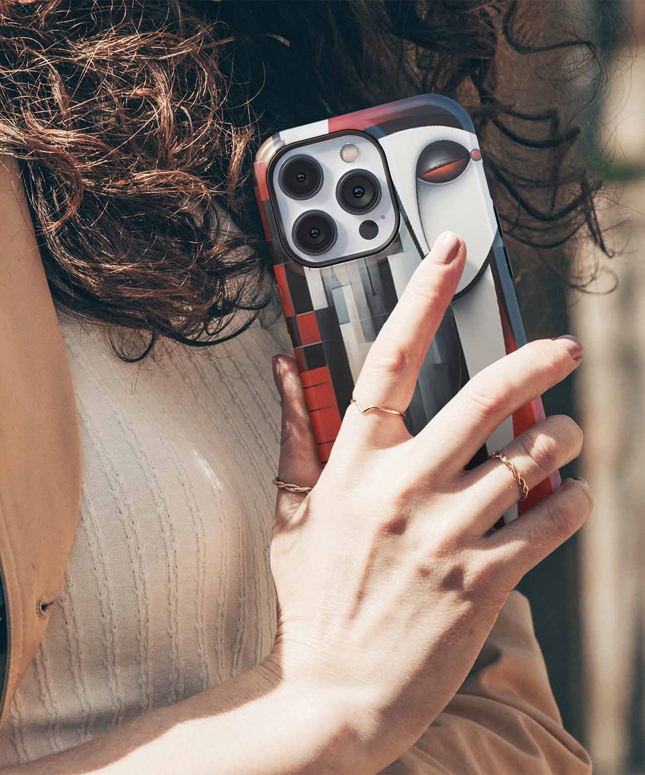 Chic Urban Lady in Abstract City iPhone case Case Cazify - Delivery Canada