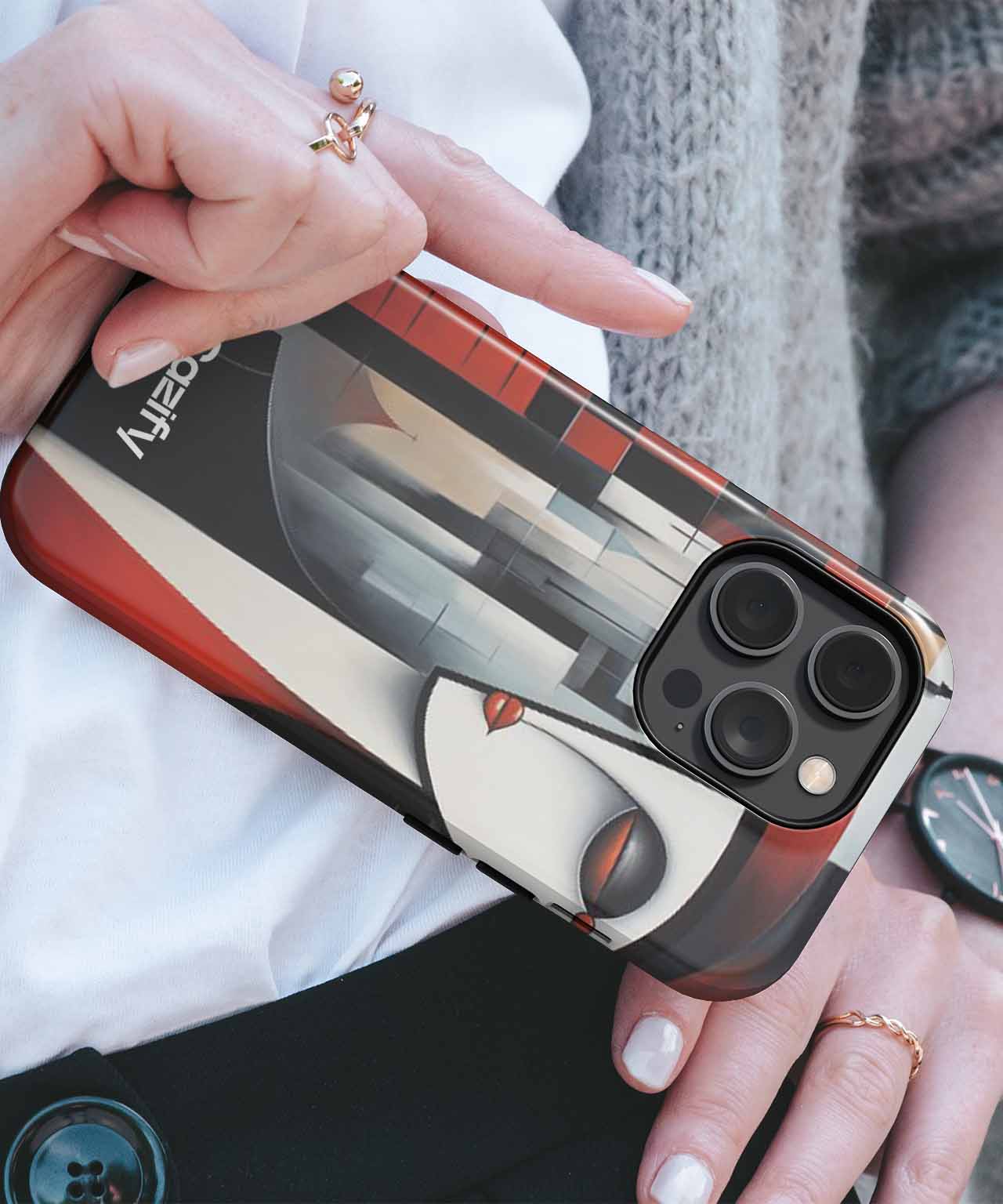 Chic Urban Lady in Abstract City iPhone case Case Cazify - Delivery Canada