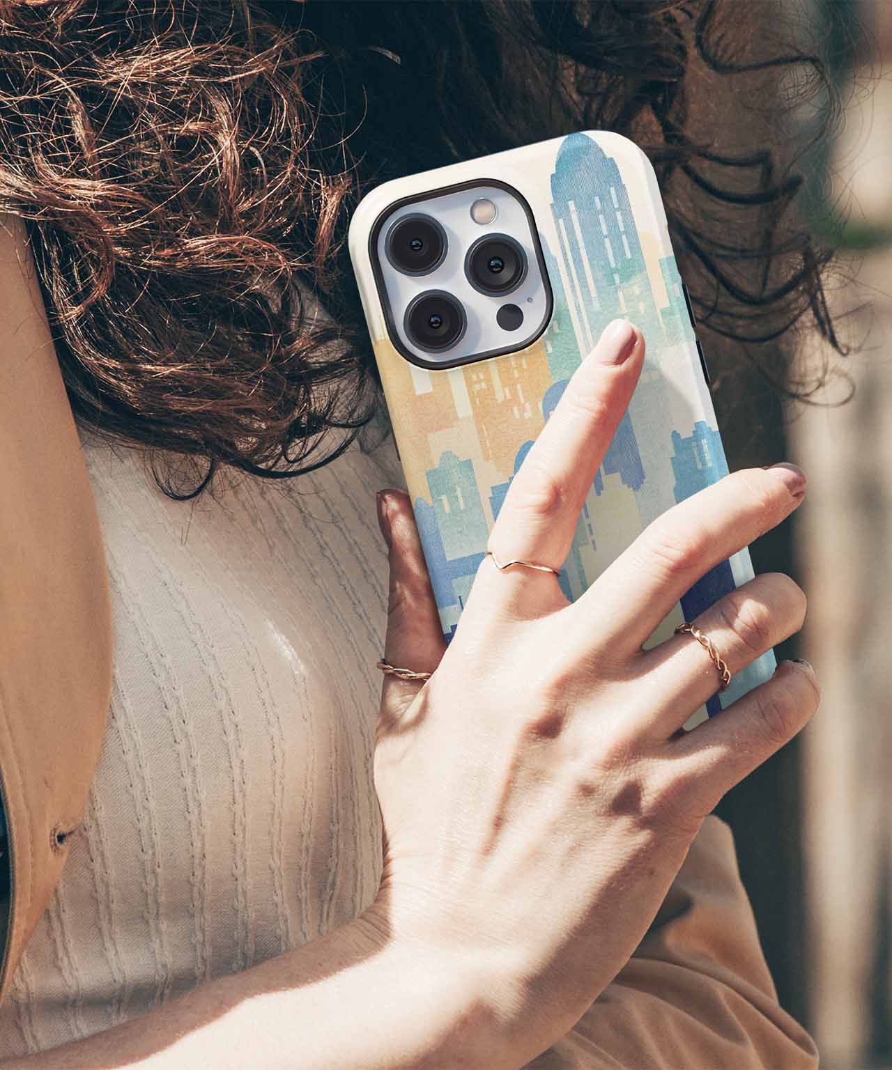Cityscape Dreaming in Watercolor Hues iPhone case Case Cazify - Delivery Canada