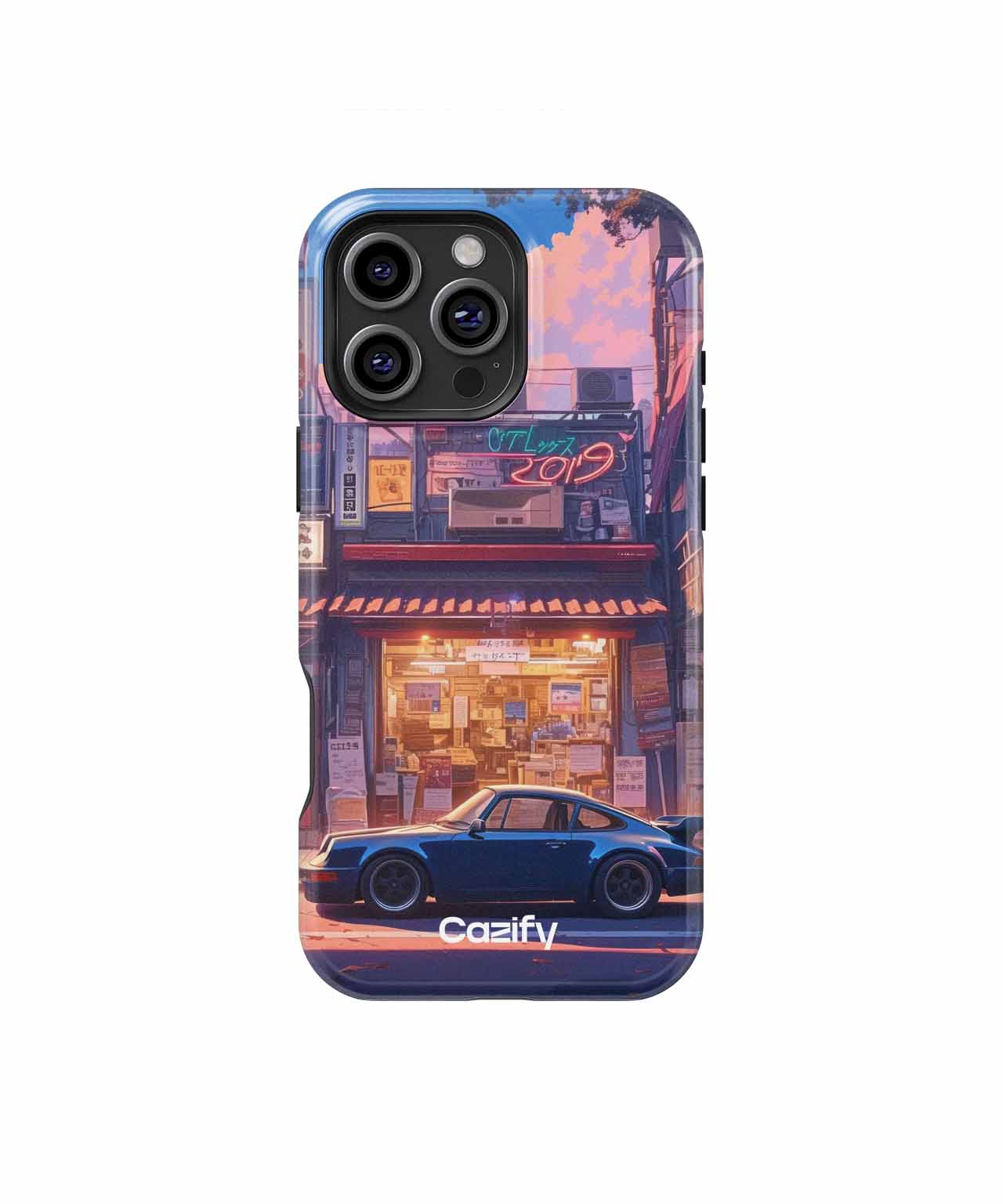 Classic Car Adventure in Neon City iPhone case Case Cazify - Delivery Canada