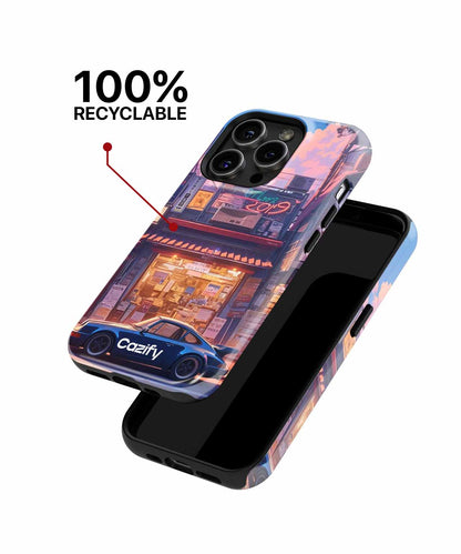 Classic Car Adventure in Neon City iPhone case Case Cazify - Delivery Canada