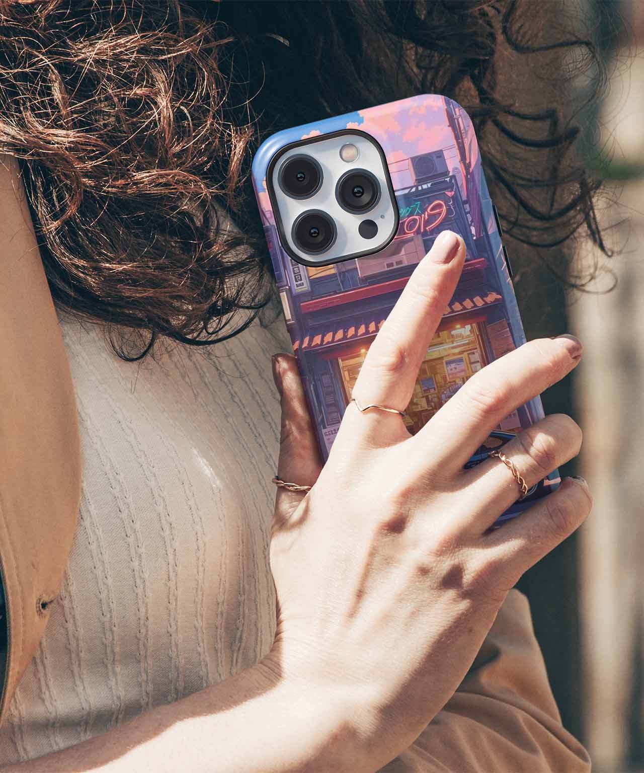 Classic Car Adventure in Neon City iPhone case Case Cazify - Delivery Canada
