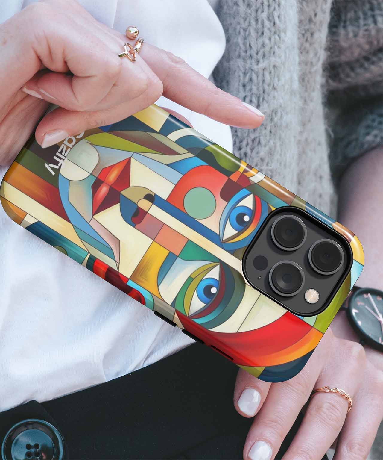 Colorful Abstract Face with Quirky Charm iPhone case Case Cazify - Delivery Canada
