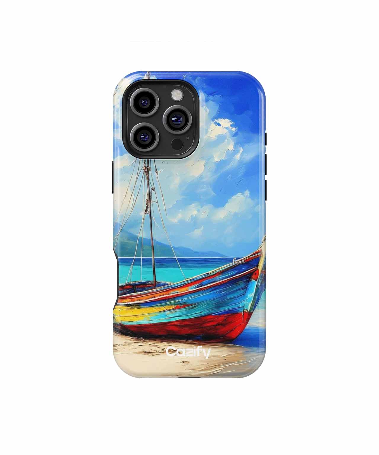Colorful Beach Boat on a Sunny Day iPhone case Case Cazify - Delivery Canada