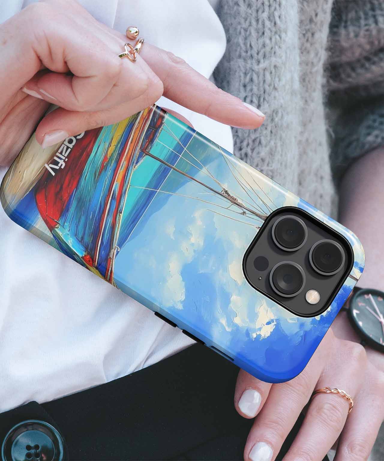 Colorful Beach Boat on a Sunny Day iPhone case Case Cazify - Delivery Canada