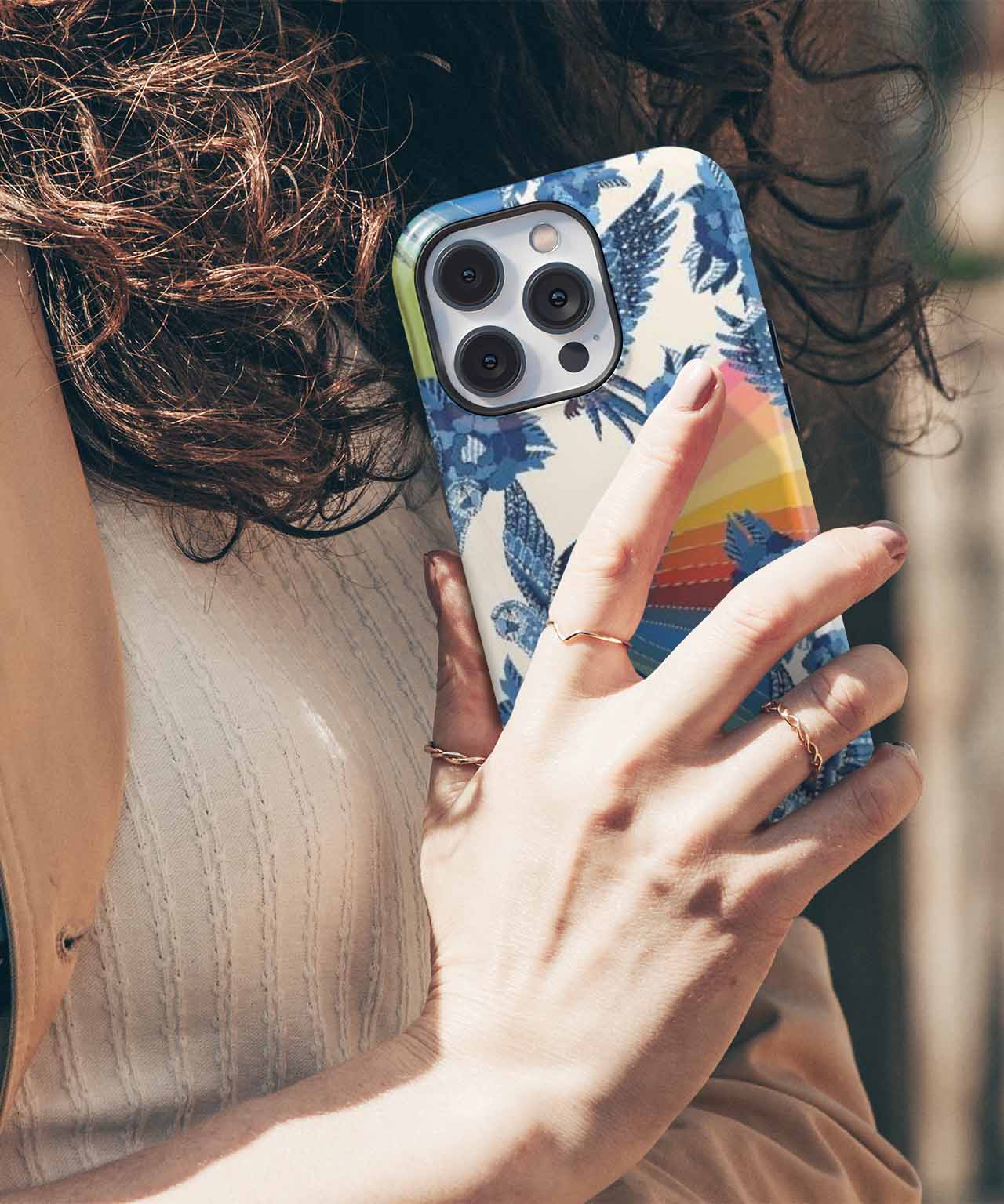 Colorful Birds and Blooming Flowers Dance iPhone case Case Cazify - Delivery Canada