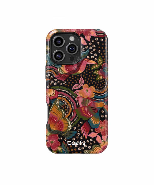 Colorful Birds and Blooms Dance Together iPhone case Case Cazify - Delivery Canada