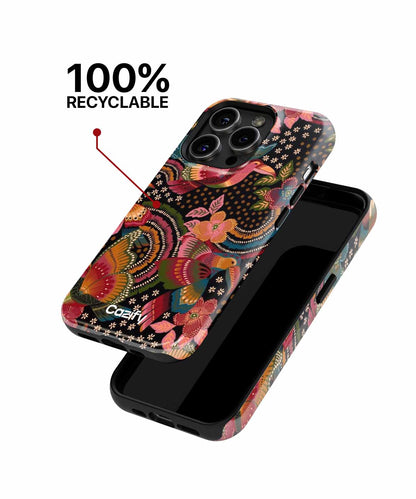 Colorful Birds and Blooms Dance Together iPhone case Case Cazify - Delivery Canada