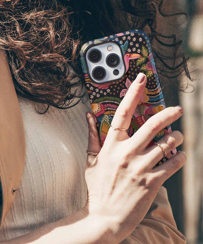 Colorful Birds and Blooms Dance Together iPhone case Case Cazify - Delivery Canada
