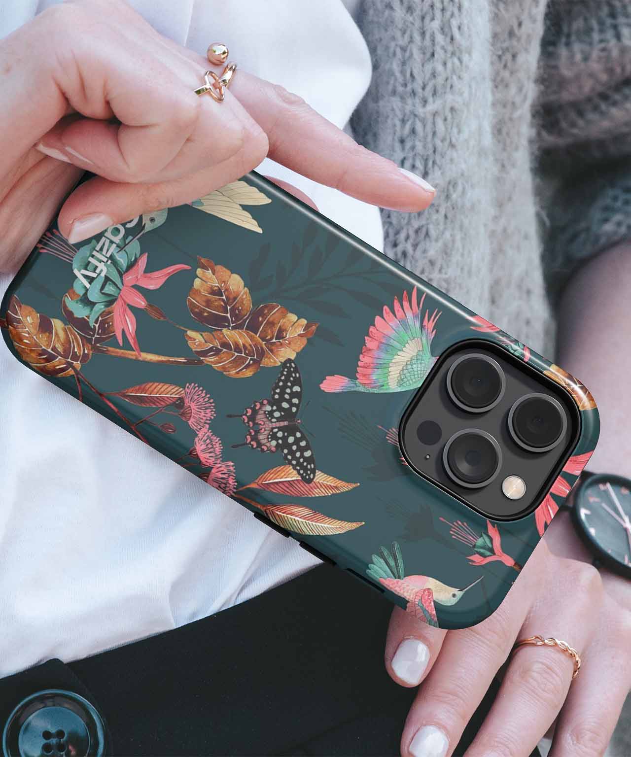 Colorful Birds and Tropical Vibes Fluttering iPhone case Case Cazify - Delivery Canada