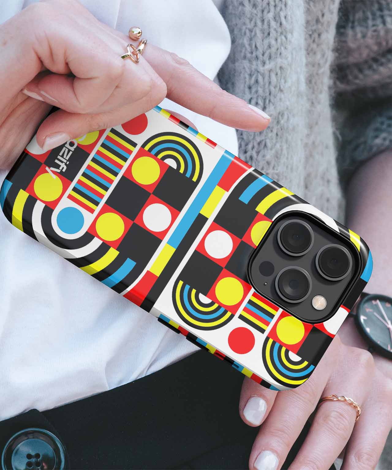 Colorful Circus of Shapes and Circles iPhone case Case Cazify - Delivery Canada