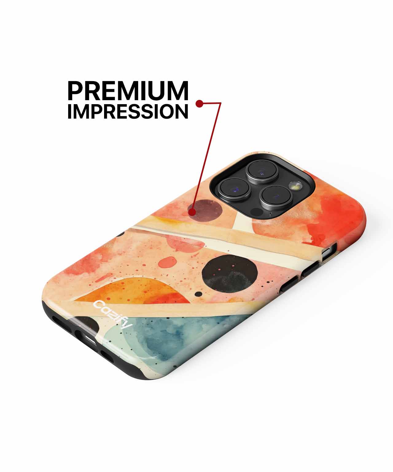 Colorful abstract watercolor design phone case with large black camera cutout for iPhone. - Cazify Canada