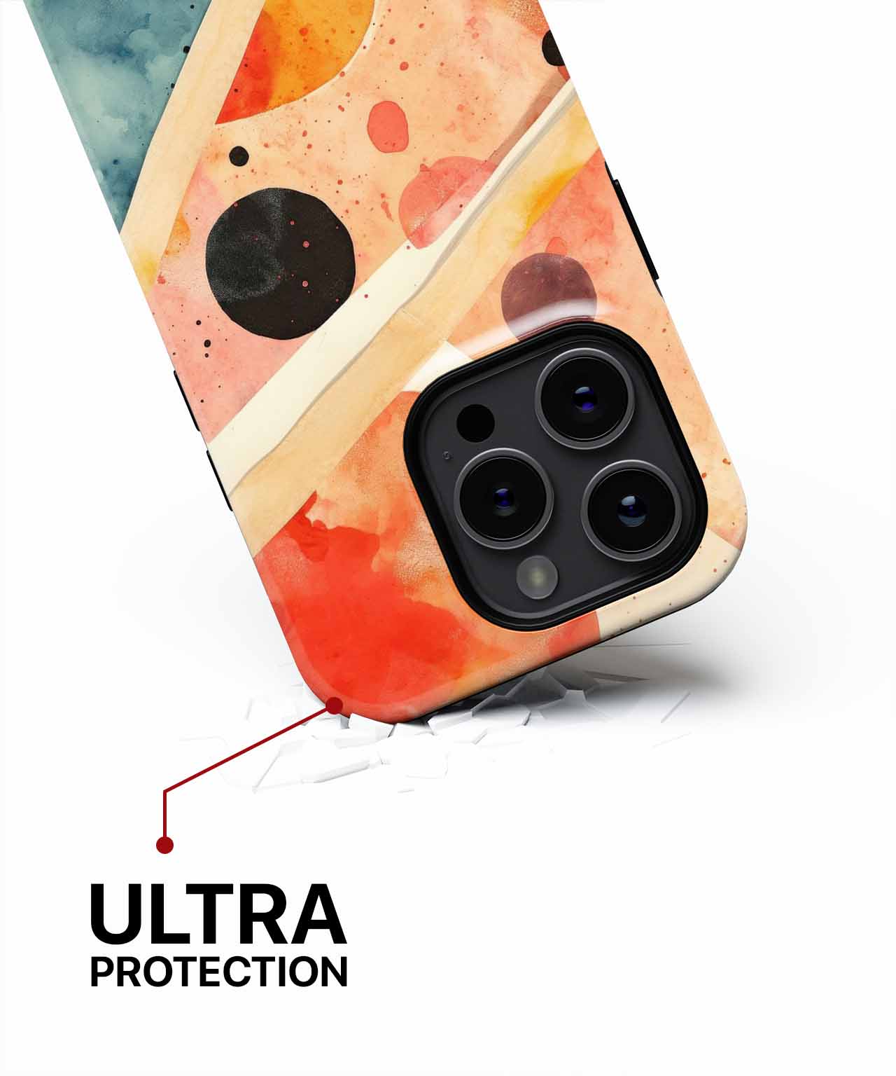 IPhone case with abstract orange and black design and reinforced corners for ultra protection. - Cazify Canada