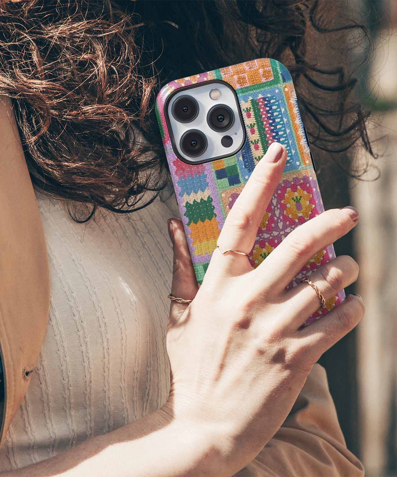 Colorful Crochet Patchwork Wonderland iPhone case Case Cazify - Delivery Canada