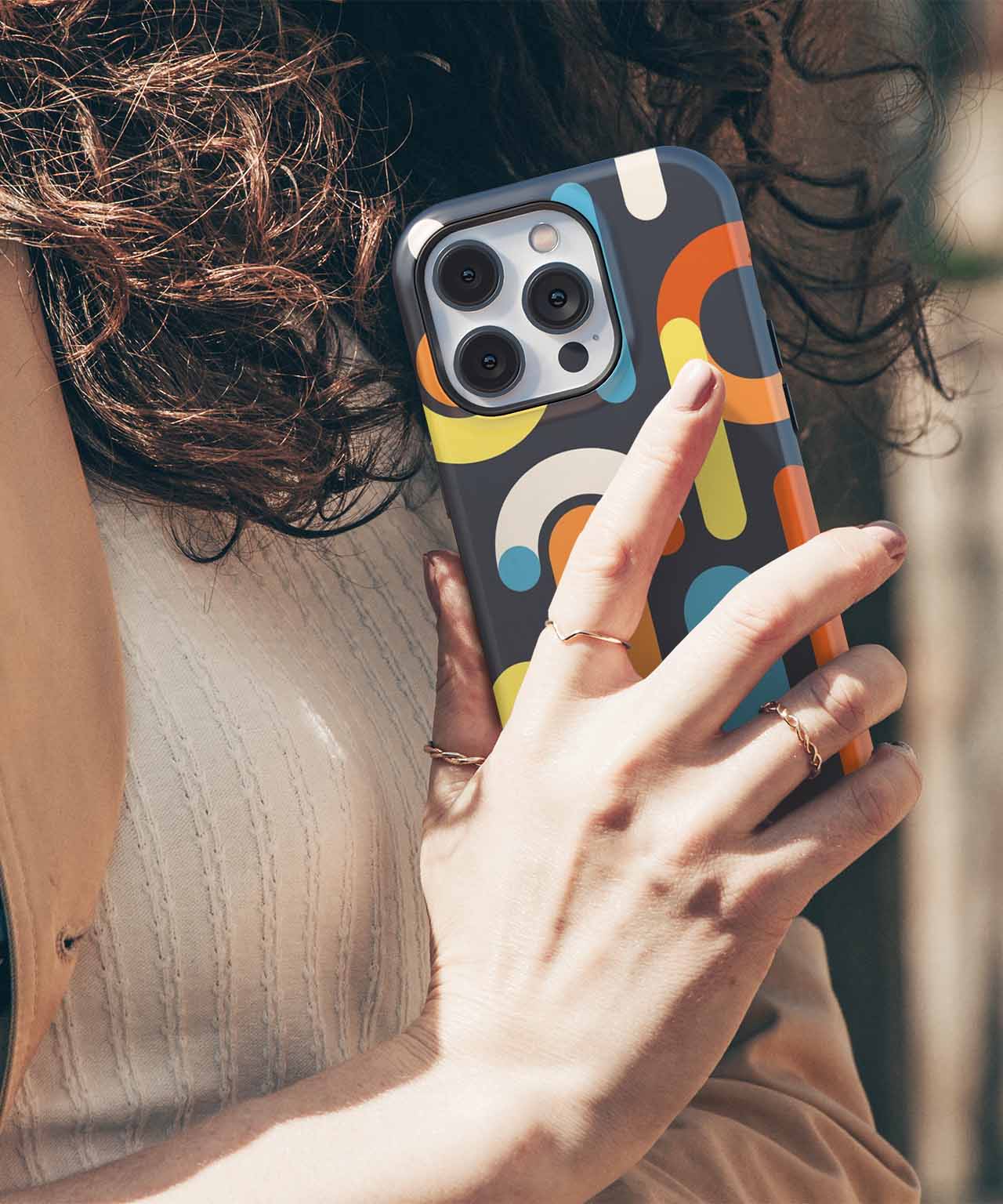 Colorful Curves and Stripes Dance Around iPhone case Case Cazify - Delivery Canada