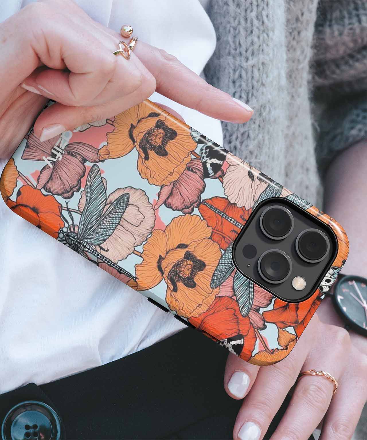 Colorful Floral Fantasy with Fluttering Friends iPhone case Case Cazify - Delivery Canada
