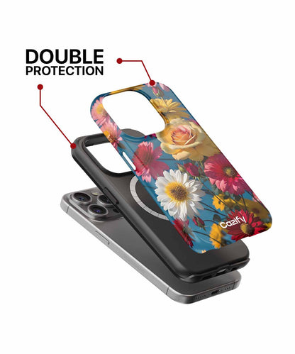 Floral patterned iPhone case with double protection for multiple iPhone models. - Colorful Flower Party in Full Bloom iPhone case - Cazify Canada