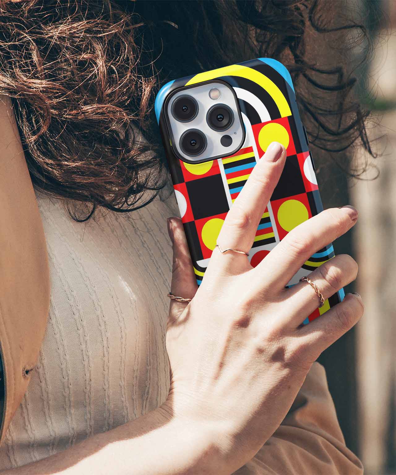 Colorful Funhouse of Shapes and Lines iPhone case Case Cazify - Delivery Canada