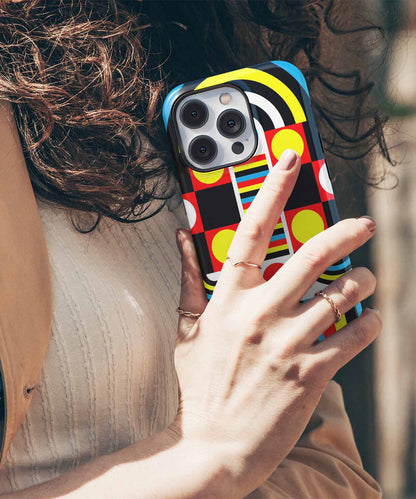 Colorful Funhouse of Shapes and Lines iPhone case Case Cazify - Delivery Canada