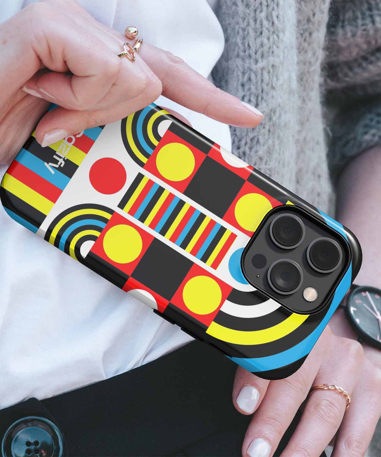 Colorful Funhouse of Shapes and Lines iPhone case Case Cazify - Delivery Canada