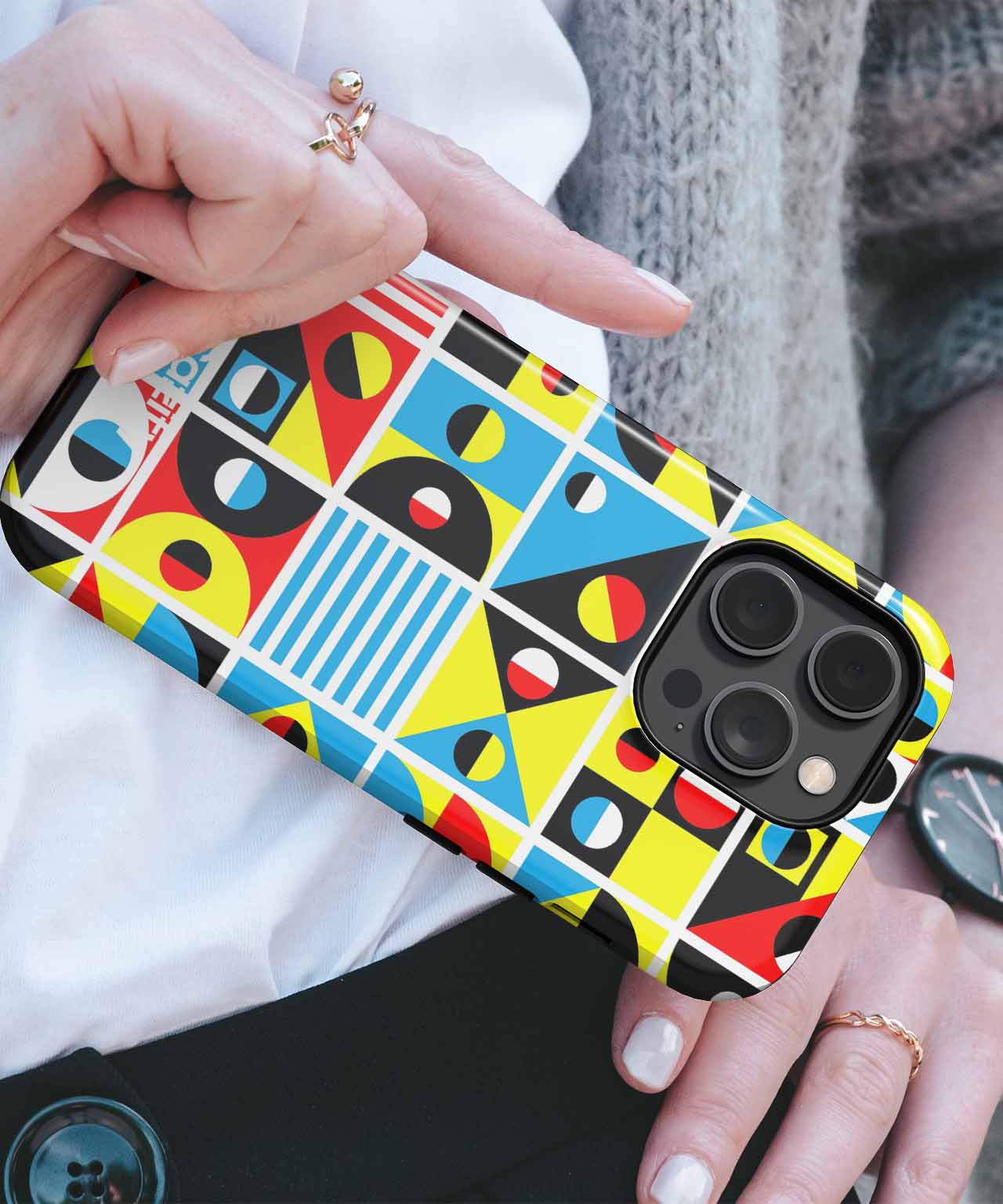 Colorful Geometric Fun House Patterns iPhone case Case Cazify - Delivery Canada