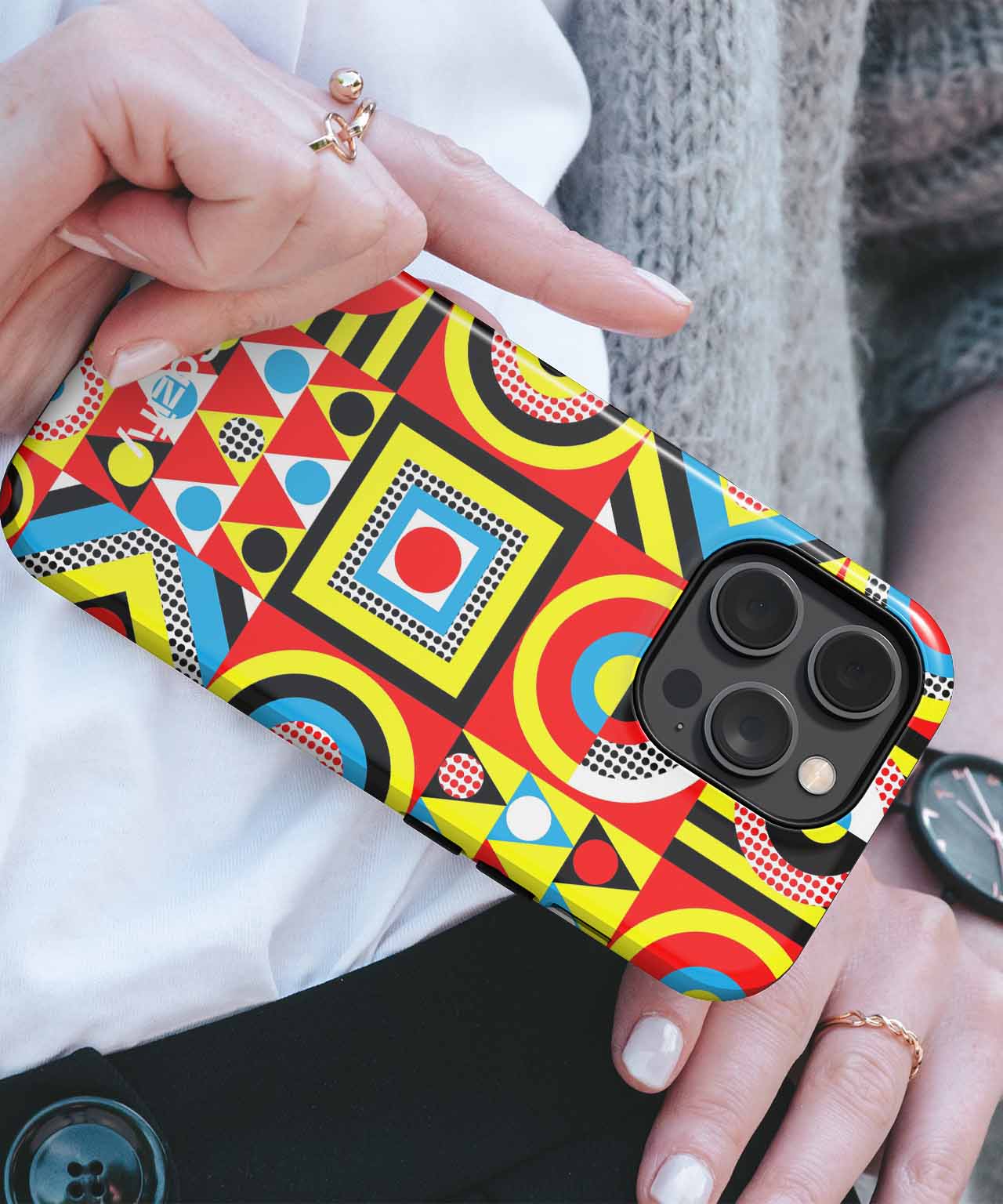 Colorful Geometric Pattern Extravaganza iPhone case Case Cazify - Delivery Canada