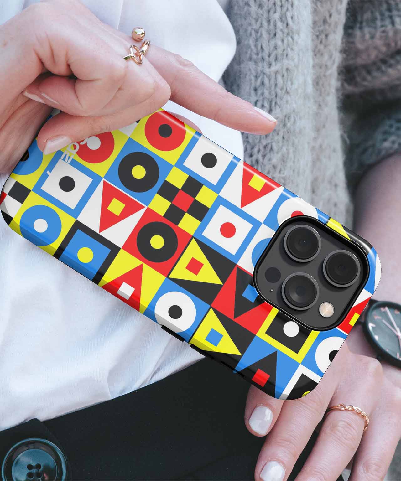 Colorful Geometric Wonderland of Shapes iPhone case Case Cazify - Delivery Canada