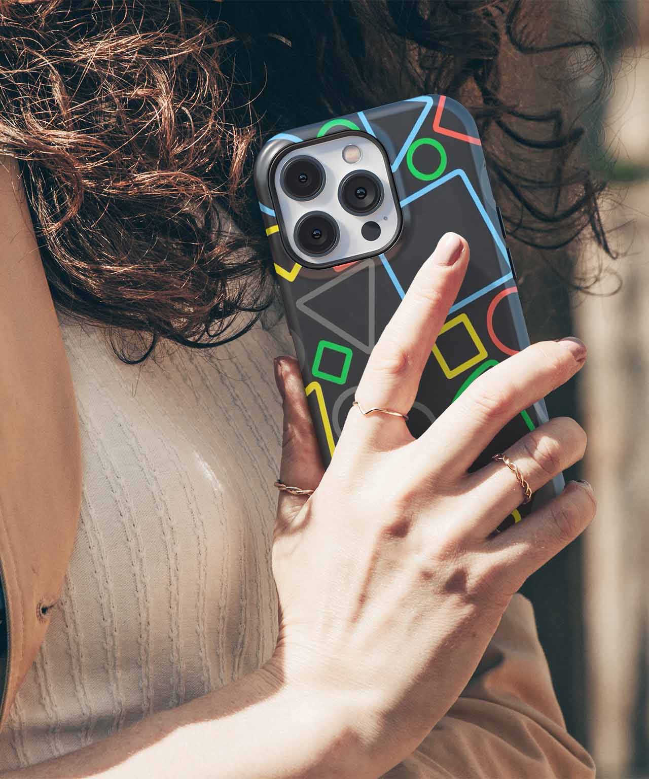 Colorful Geometry Adventure with Shapes Everywhere iPhone case Case Cazify - Delivery Canada