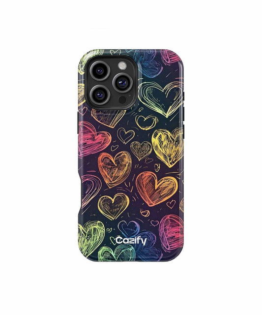 Colorful Heart Party on a Dark Background iPhone case Case Cazify - Delivery Canada