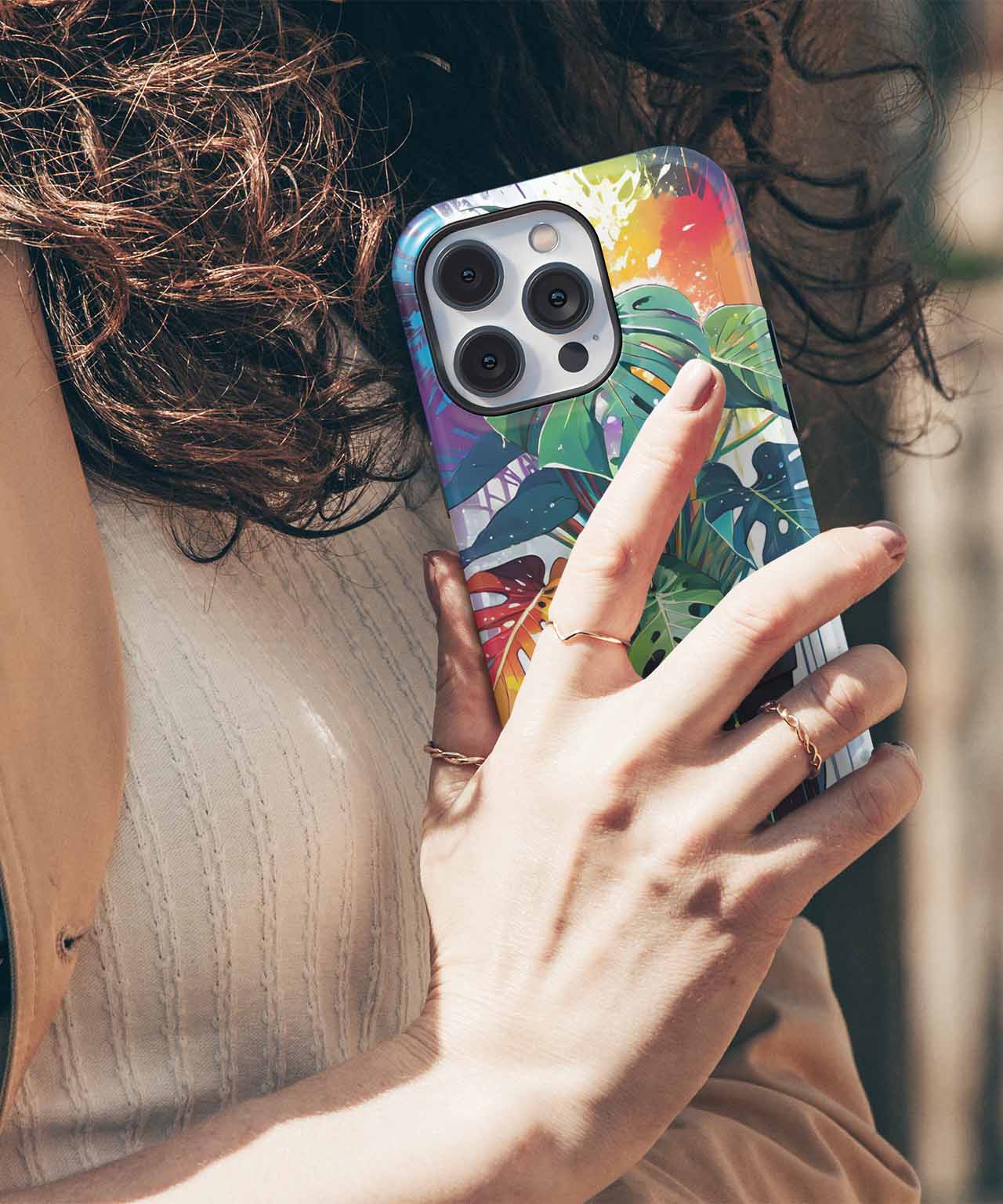 Colorful Monstera Plant Splash Party iPhone case Case Cazify - Delivery Canada